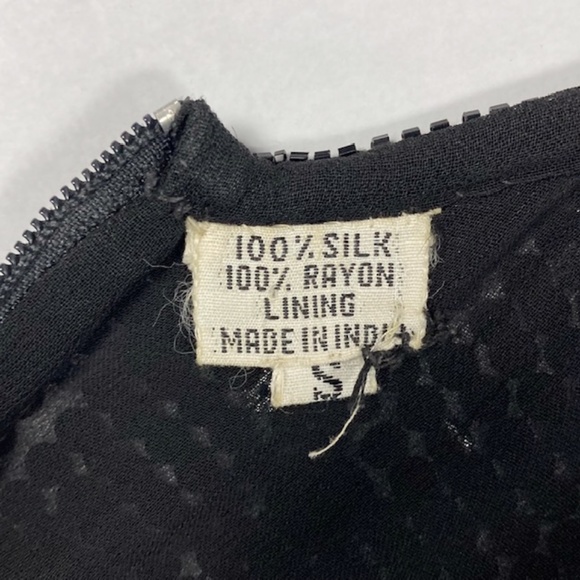 VTG Scarlet Rage Black Sequin Silk Dress S Multi-Color Jewels Lined Formal Dress - Picture 11 of 16